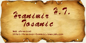 Hranimir Tošanić vizit kartica